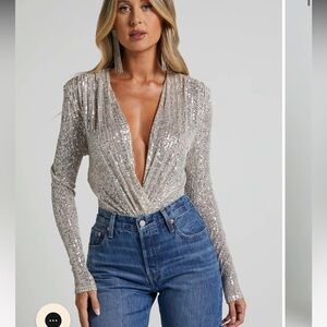 Show Po Alora Sequin Body Suit Size 4 NWT